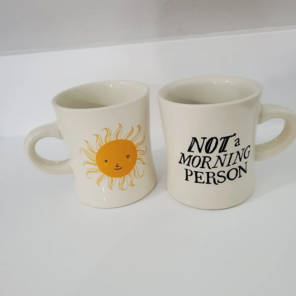 Funny Coffee Mug Set Good Morning Sunshine Not a Morning Person Pair Gift